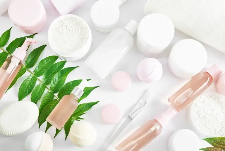 Mockup composition Natural cosmetics ingredients for skincare, body and hair care
